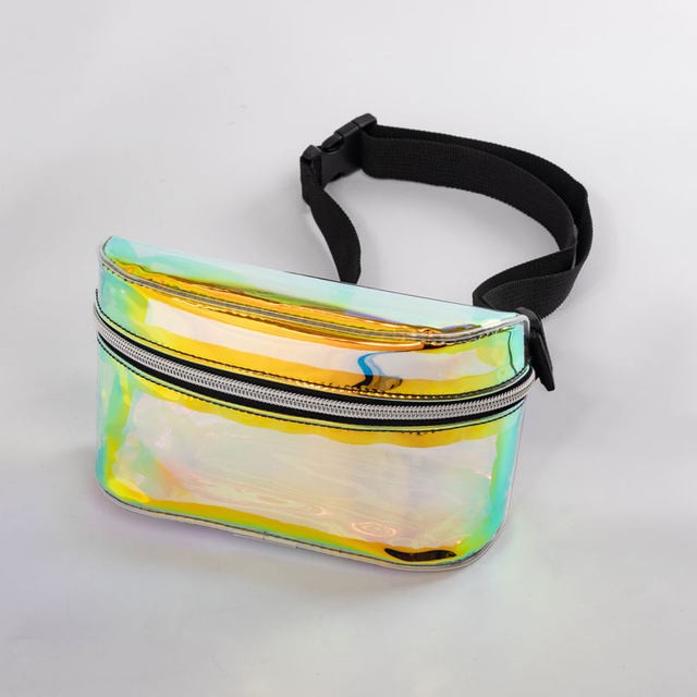 Private Label Women Holographic Fanny Pack for Festival Water Resistant Waist Bags Cute Bum Belt Bag