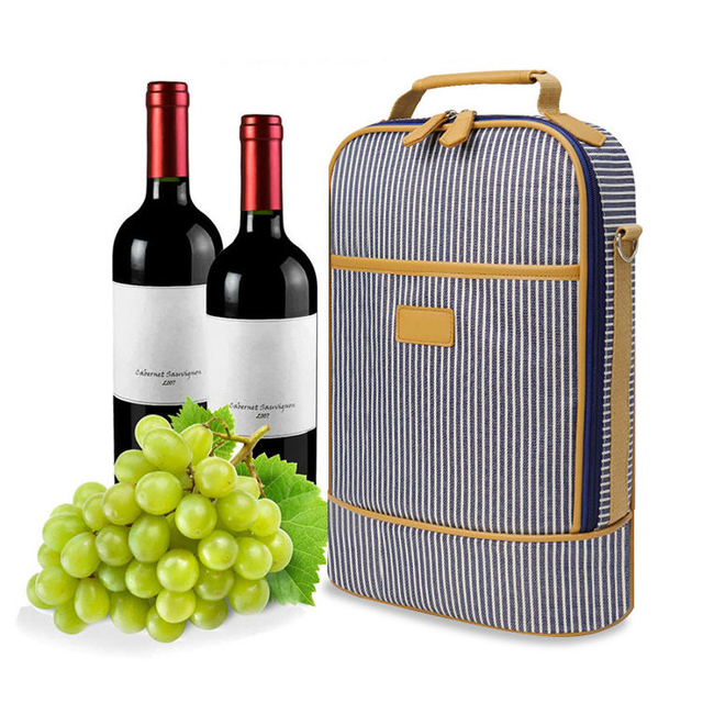 Wine Bottle Tote Cooler Bag Picnic Wine Carrier Holder Ice Insulated Cooler Bag with Custom Logo