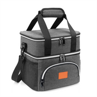 Waterproof Double Compartment Insulated Cooler Lunch Bag for Men and Women Leakproof Large Reusable Lunch Box for Office Work