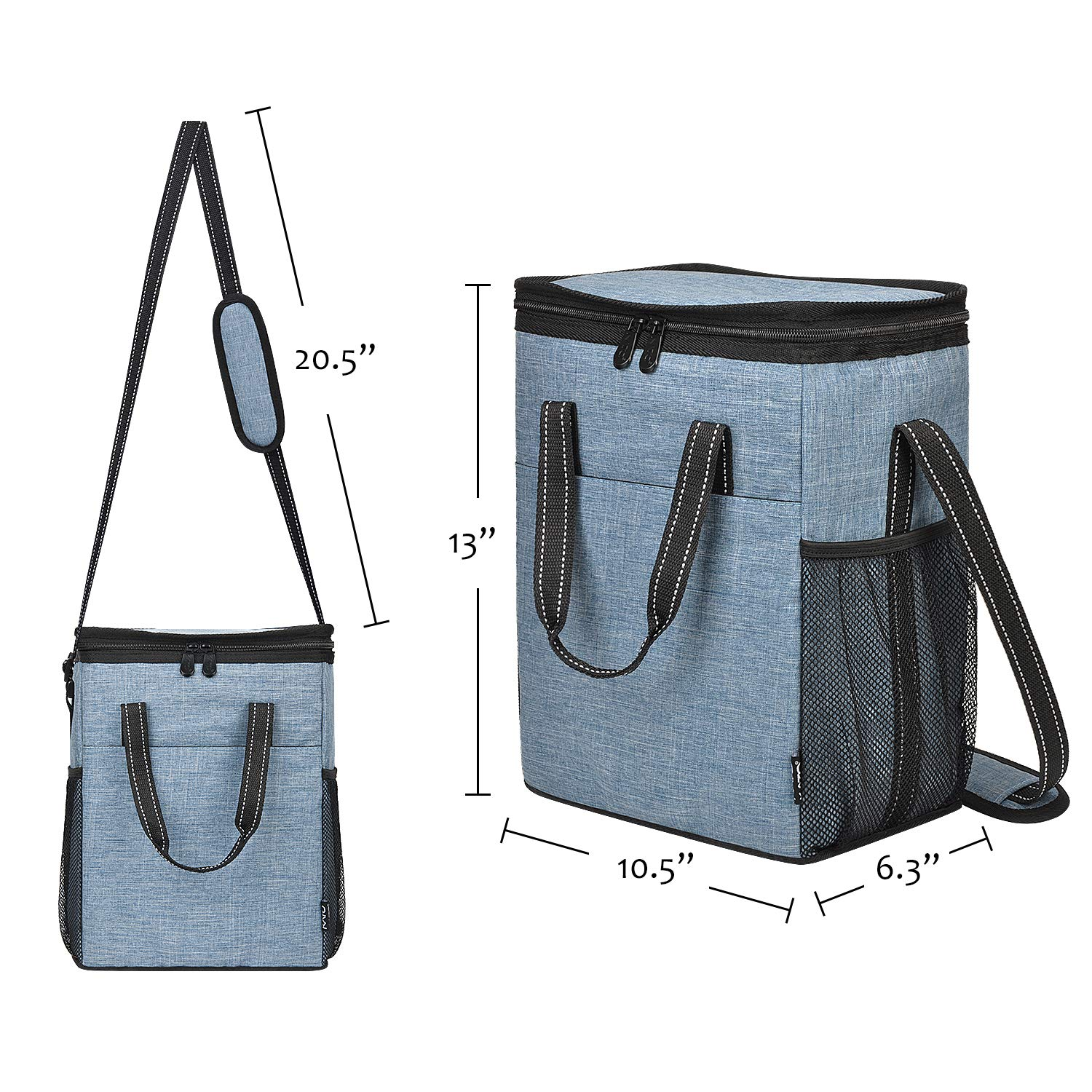 Blue Large Shoulder Picnic Wine Cooler Bag With Bottle Holder For Men And Women
