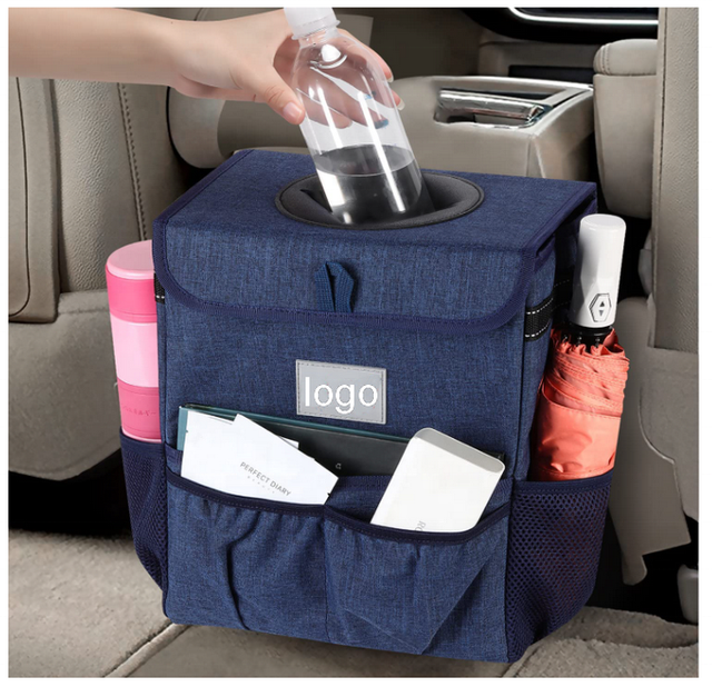 Leakproof Hanging Backseat Car Trash Bags Can with Lid Portable Customized Logo Seat Trash Bag for Can