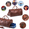 High Quality Leather Duffel Bag with Shoe Compartment for Men Leather Weekender Overnight Travel Carry On Bag