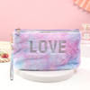 Custom Sequins Embroidery Women Velvet Make Up Pouch Cosmetic Wholesale Makeup Travel Pouch Cosmetics