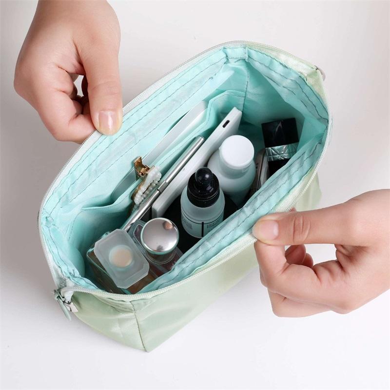 Promotional Toiletries Custom Makeup Bag Organized Cosmetic Storage Zipper Pouch Bag with Wide Open for Girls