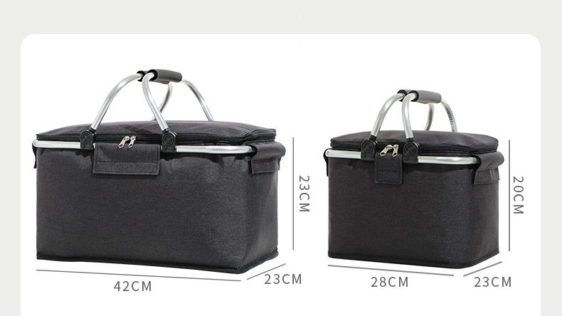 Large Portable Collapsible Grocery Bag Insulated Lunch Cooler Shopping Bag Waterproof Picnic Basket Cooler