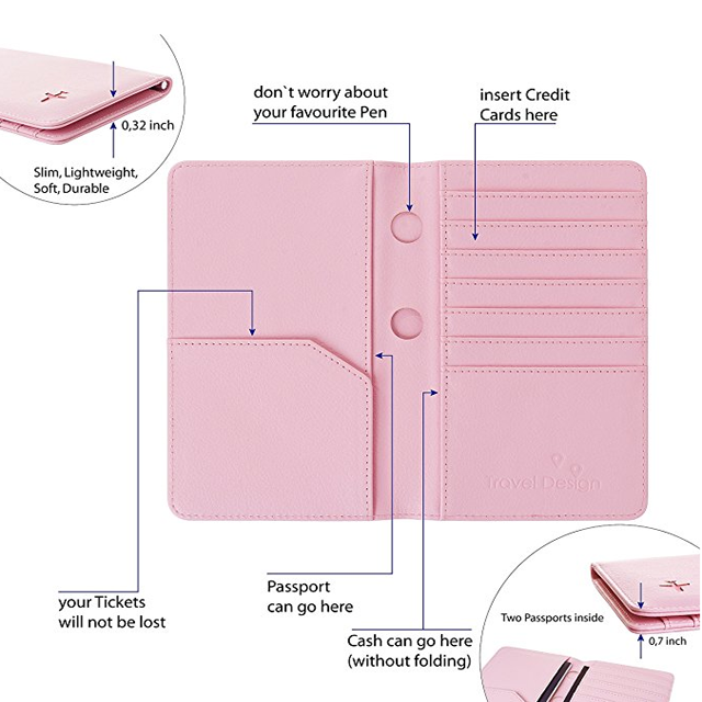PU Leather Men Women Card Wallet Passport Pouch RFID Blocking Passport Holder Travel Business Card Holder
