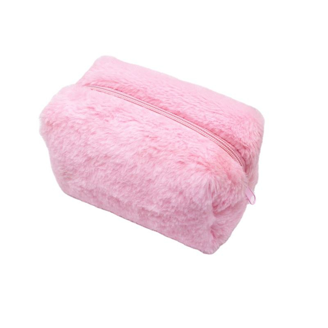 Make Up Pouch with Zipper Colour Velvet Pouch Makeup Bag Cosmetics Compliant Bag Soft Pencil Pouch Pink