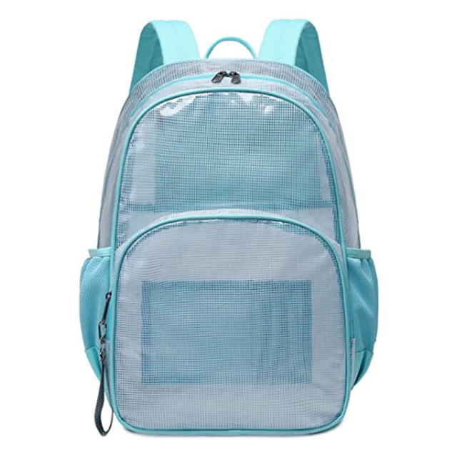 See Through College Student Backpack Large Schoolbag Cute Student School Daypack Mesh Backpack with Laptop Compartment