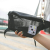 Black Polyester Mesh Waist Bag Hippack Outdoor Bum Bag Fanny Pack for Women