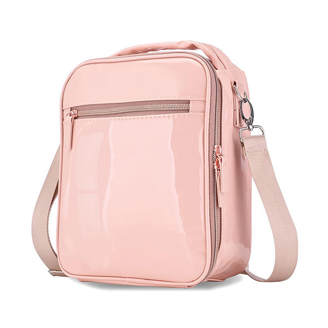 Water Resistant Pink PU Leather Lunch Box Cooler Bag For Women Girls