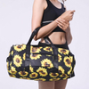 Cute Sunflower Printing Women Gym Sport Bag Weekend Overnight Travel Duffle Tote Bag With Shoe Compartment