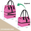 Hot Pink Expandable Extra Large Insulated Cooler Lunch Tote Bag For Women