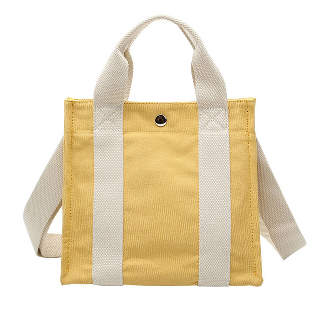 Young lady daily casual cotton canvas tote sling bag women canvas shoulder bag large capacity handbag canvas handbag