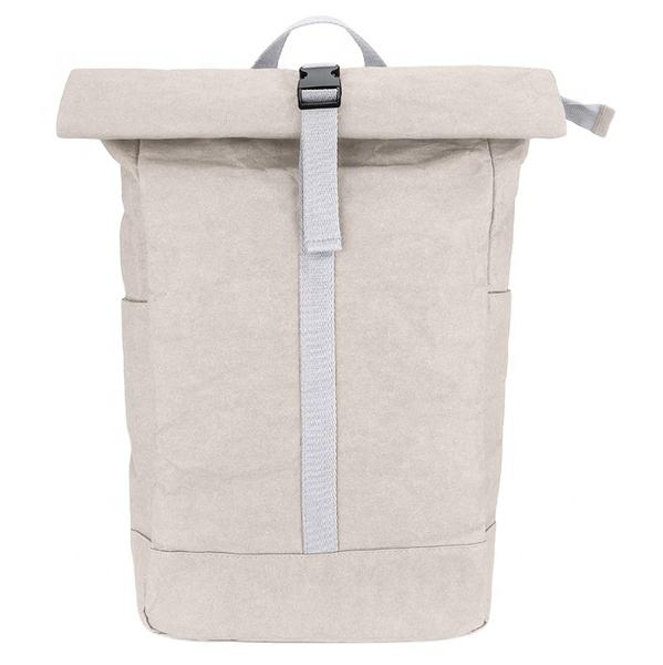 Fashion Waterproof Washable Kraft Paper Multi-function Roll Top Travel Outdoor School Bag Backpack