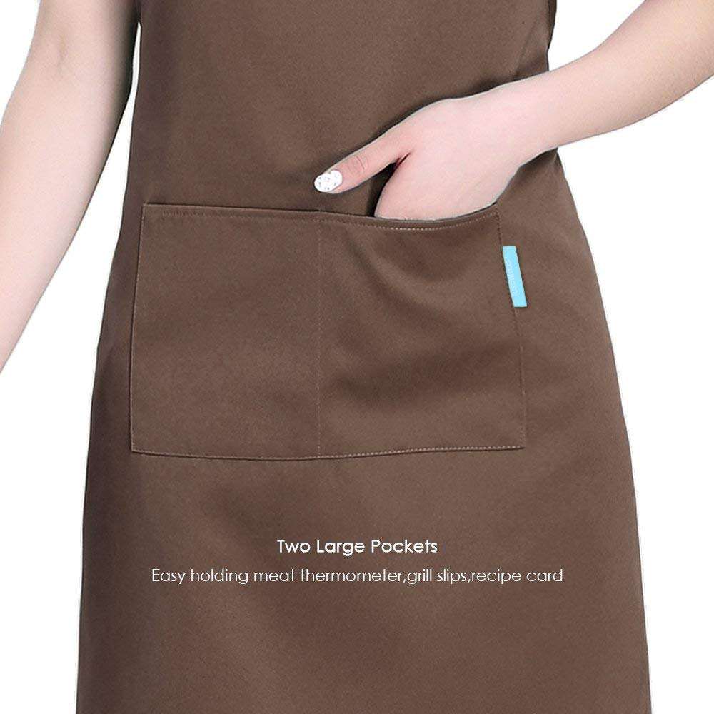 Adults Polyester Kitchen Cooking Apron with Adjustable Neck Belt and 2 Pockets Restaurant BBQ for Men and Women
