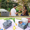 Foldable Insulated Picnic Basket Collapsible Cooler Bag 22L Portable Camping Grocery Basket with Aluminium Handles