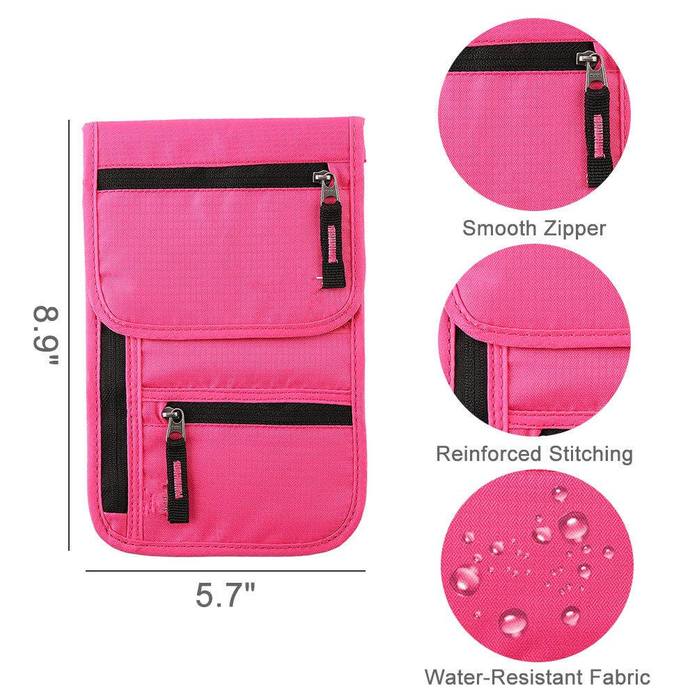 Travel Neck Pouch Hidden Passport Holder Wallet RFID Blocking/Neck Stash For Men Women