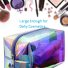 Large Custom Print Iridescent Clear TPU Laser Effect Cosmetic Bag Pouch Toiletry Organizer Holographic Pink TPU Cosmetic Bag