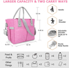 Outdoor Pink Insulated Lunch Bag Thermal Food Storage Organizer Cooler Tote Bags For Women With Handles