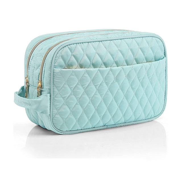 Green Women Polyester Travel Toiletry Skincare Tools Storage Organizer Cosmetics Makeup Bag Cosmetic Bags with Zipper