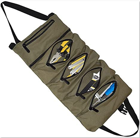 Multipurpose Tool Roll Up Bag Canvas Tool Bag Kits Organizer Roll Up Tote Bag Hanging Tool Pouch For Camping