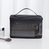 Large Capacity Black Mesh Zipper Pouch Travel Cosmetic Organizer Case Clear Waterproof Nylon Mesh Toiletry Cosmetic Bag