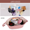 Hot Selling Two Layer Cosmetic Toiletry Makeup Travel Accessories Bag Durable Leather Lady Make Up Bag