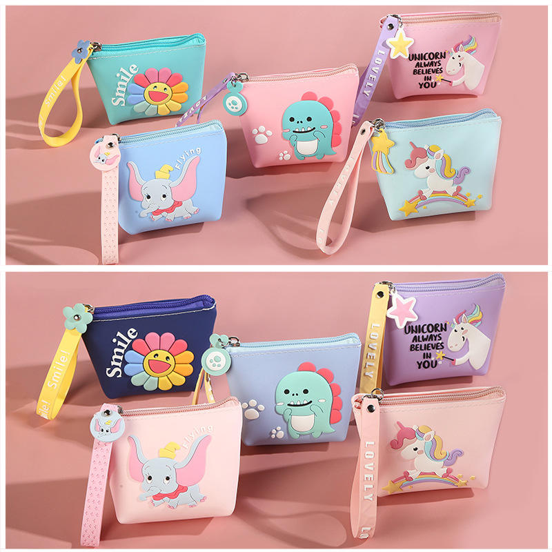 Custom Silicone Headphone Key Storage Bag Unicorn Change Purse Coin Pouch Wallet for Little Girl Kids