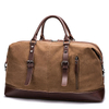 Wholesale Luxury 45L Canvas And Leather Travel Duffel Bag Oversized 22 Inches Overnight Weekender Shoulder Bag