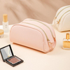 Ladies Beauty Pink Travel PU Leather Cosmetic Bag Private Label Personal Logo Toiletry Makeup Bags Make Up Organizer