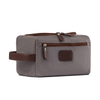 Custom PU Leather Logo Men Travel Cosmetic Bag Portable Handle Shaver Storage Makeup Organizer Dopp Kit
