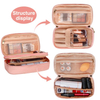 Portable Waterproof Travel Toiletry Bag Lovely Pink Color Women Make Up Organizer Bag With Brush Slot Pockets