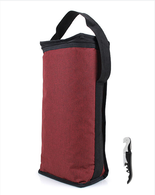 Custom Logo 2 Bottle Wine Tote Carrier Leakproof Insulated Padded Versatile Canvas Reusable Wine Bags for Travel
