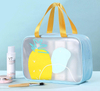 Clear PVC TPU Cosmetic Bag Travel Swimming Custom Printing Bathroom Cosmetics Toiletry Bag 3pcs Set