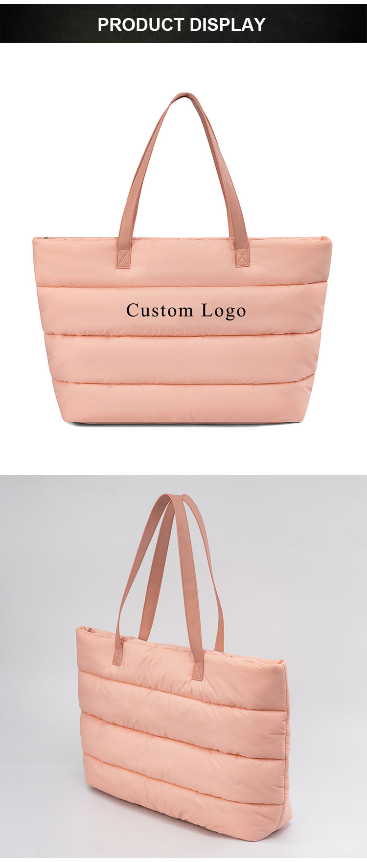 Custom Logo Large Quilted Puffer Tote Bag Product Details