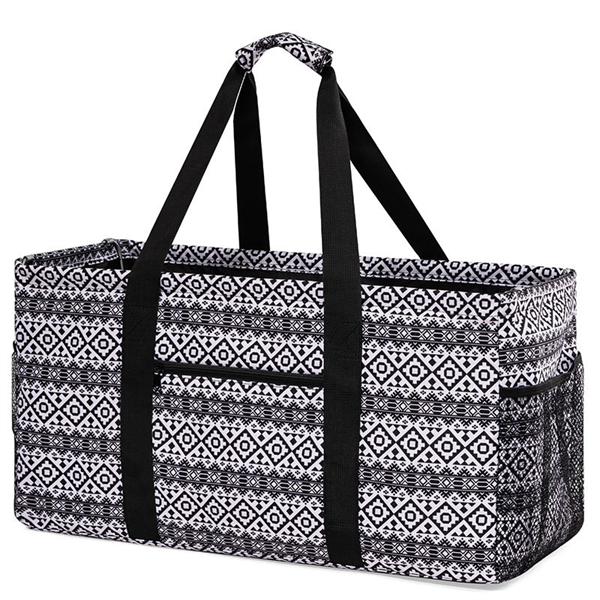 Heavy Duty Utility Tote Camping Grocery Bag Wire Framed Reinforced 22 Inch Utility Tote Bags