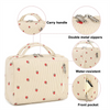 Quilted Cosmetic Bag Large Capacity Women Wide-open Make Up Bag Travel Cosmetic Toiletry Bag