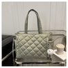 Custom Logo Nylon Large Puffy Padded Quilted Tote Bag for Women Soft Casual Handbag Zipper Fashionable Shopper Shoulder Bag
