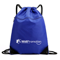 Custom Logo Backpack Drawstring Bag for Gym Sports Water Resistant String Bags with Front Zipper Pocket
