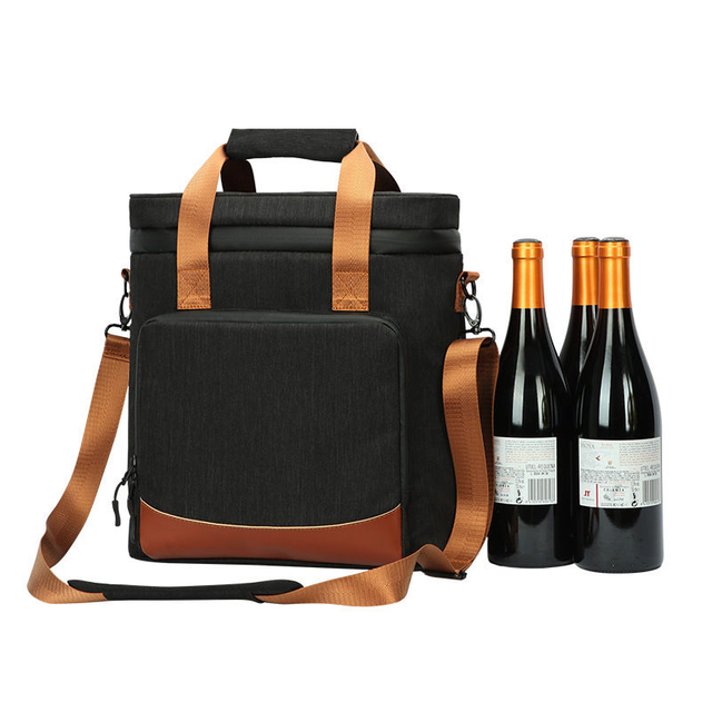 Amazon hot selling wine cooler carrier bags insulated cooler tote bags outdoor camping picnic wine cooler bag