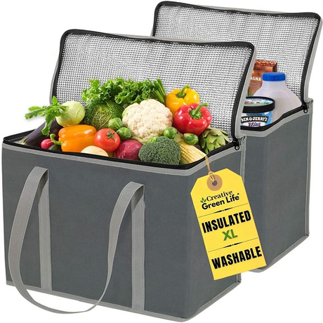 Heavy Duty Thermal Insulation Fabric Hot And Cold Storage Tote Cooler Custom Logo Shopping Cooler Grocery Bag