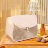 Waterproof hanging durable portable zipper clear transparent travel cosmetics pouch bags pvc pu leather cosmetic tote bag