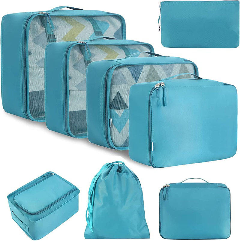 Portable 8 Set Packing Cubes Luggage Travel Organizer Storage Packing Cubes for Travel with Shoe Bag And Toiletry Bag