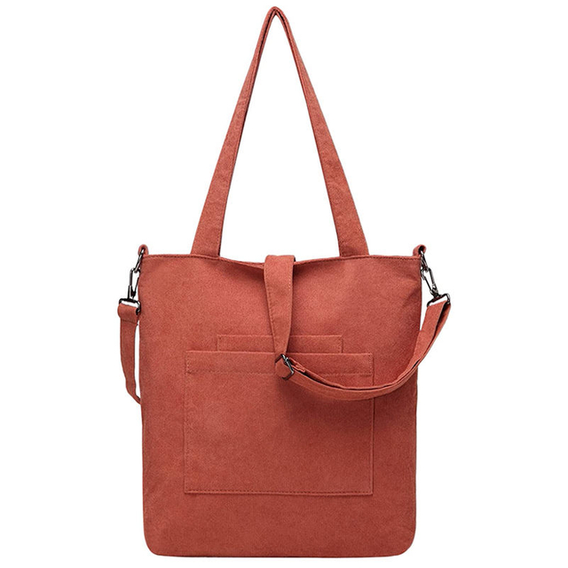 Wholesale Fashion Corduroy Shoulder Tote Bag for Women Big Capacity Casual Handbag with Pockets