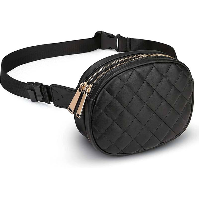 Quilited Polyurethane Leather Chest Bag Fanny Packs Women Fashion Travel Running Hiking Belt Bag Waist Bag