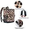 large space 24 cans wine bottle insulation lightweight cooler compartment leopard print custom backpack cooler bag