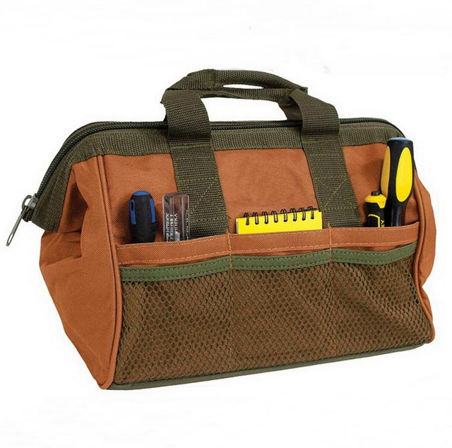 Customized Logo Wide Mouth Tools Bag Work Electrician Tool Kit Organizer Carry Tote Storage Bag for Men