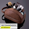 Water Resistant Lining Portable PU Leather Cosmetic Toiletries Dopp Kits Bag Man Accessories Make Up Pouch Cosmetic Bag