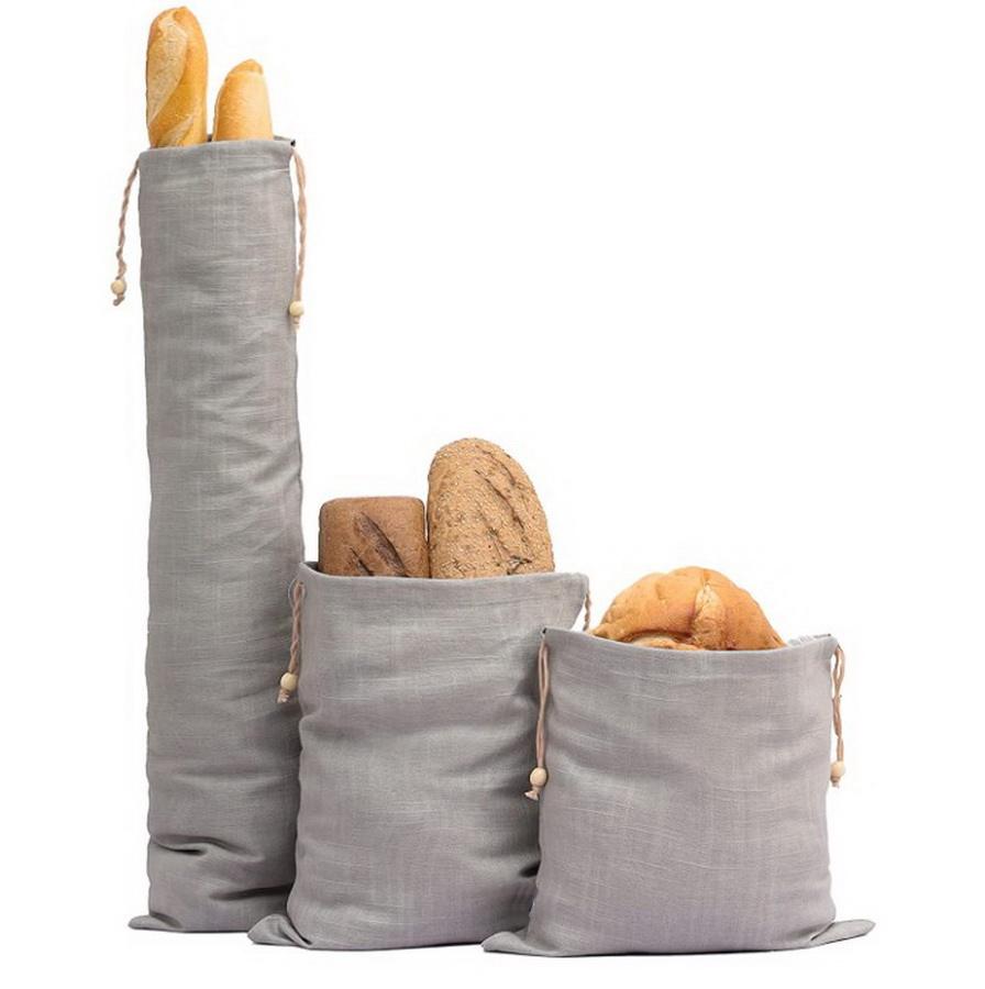Reusable Loaf Bread Storage Drawstring Bag Eco Unbleached Natural Cotton Food Storage Bag Linen Bread Bags