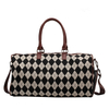 Korean Style Plaid Canvas Travel Handbag Luxury Canvas Travel Overnight Carry On Luggage Gym Duffel Tote Bag